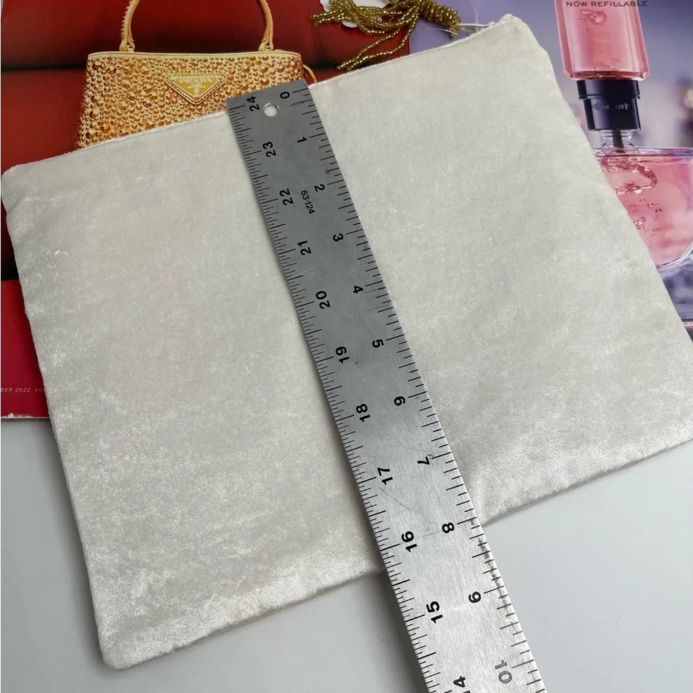 - Glitter Cosmetic Pouch 8x10” white opal